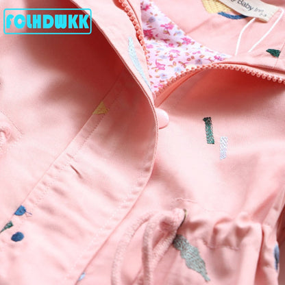 Flower Embroidery Hooded Outwear For Baby Girl