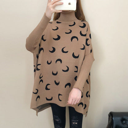 One Size highneck cape moon Sweater for Women