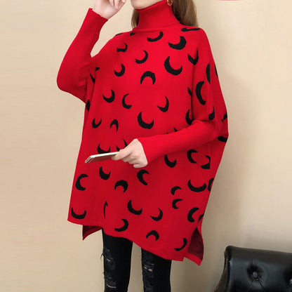 One Size highneck cape moon Sweater for Women