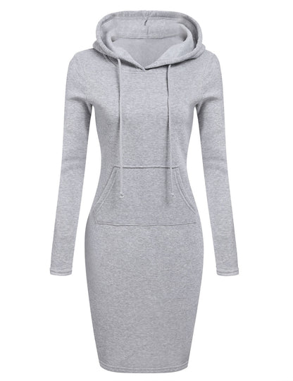 Long-sleeved with Pocket Winter Hooded Sweater Dress