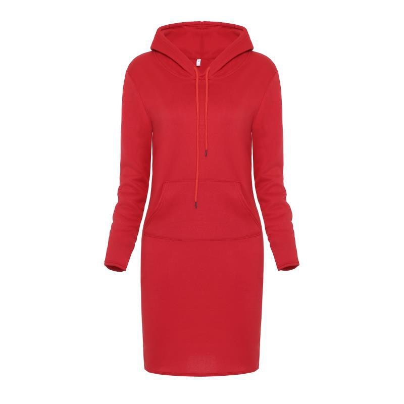 Long-sleeved with Pocket Winter Hooded Sweater Dress