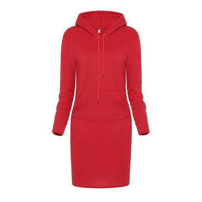 Long-sleeved with Pocket Winter Hooded Sweater Dress