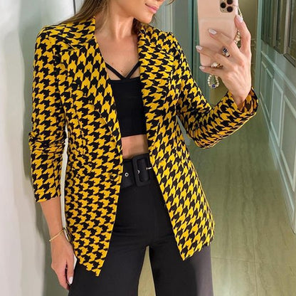 Women'sJacket Small Suit Houndstooth Suit