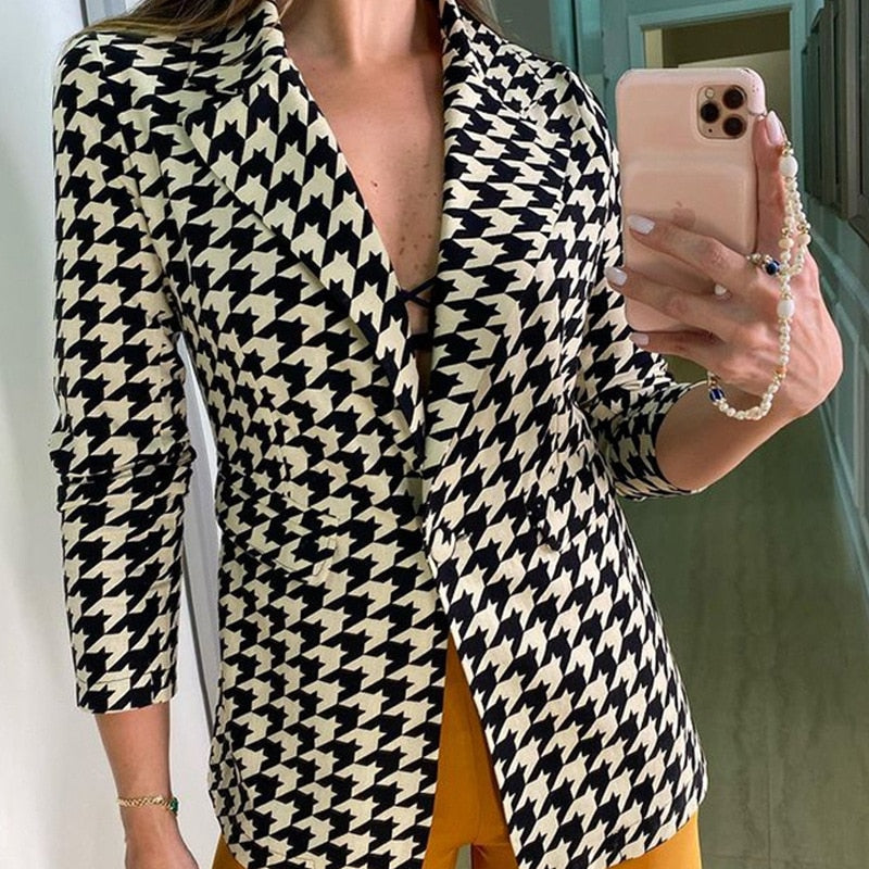 Women'sJacket Small Suit Houndstooth Suit