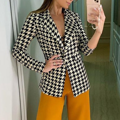 Women'sJacket Small Suit Houndstooth Suit