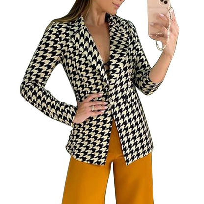 Women'sJacket Small Suit Houndstooth Suit