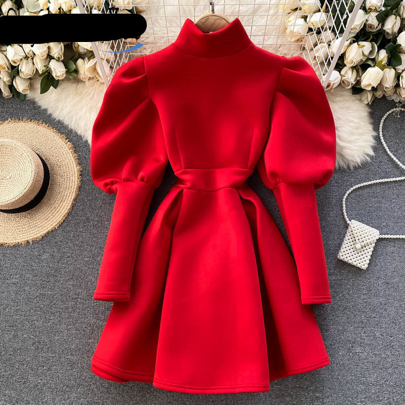 Winter Puff Long Sleeve Dresses For Women - Azahshopping