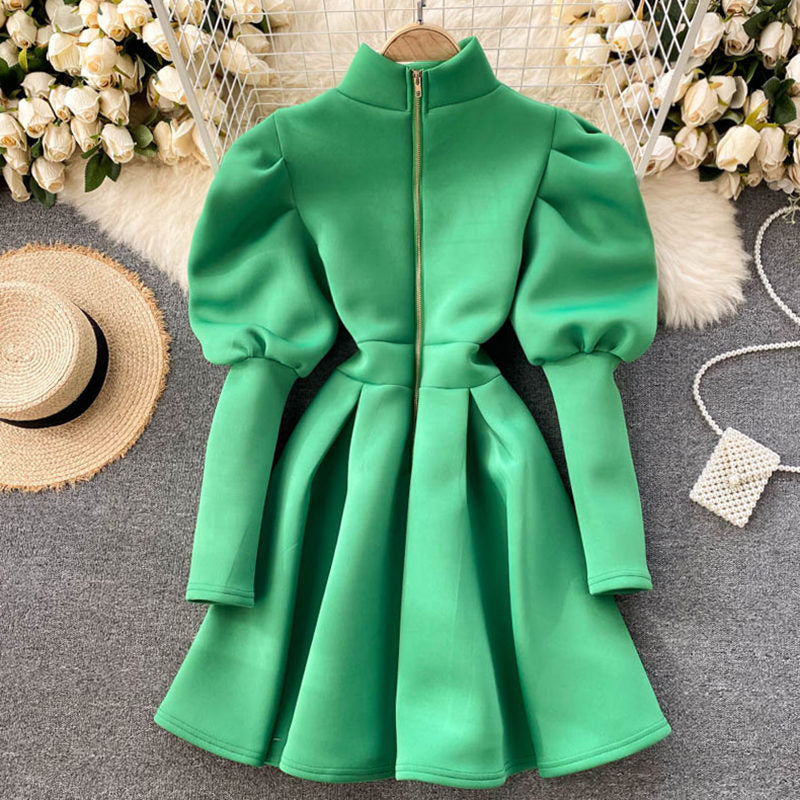 Winter Puff Long Sleeve Dresses For Women - Azahshopping