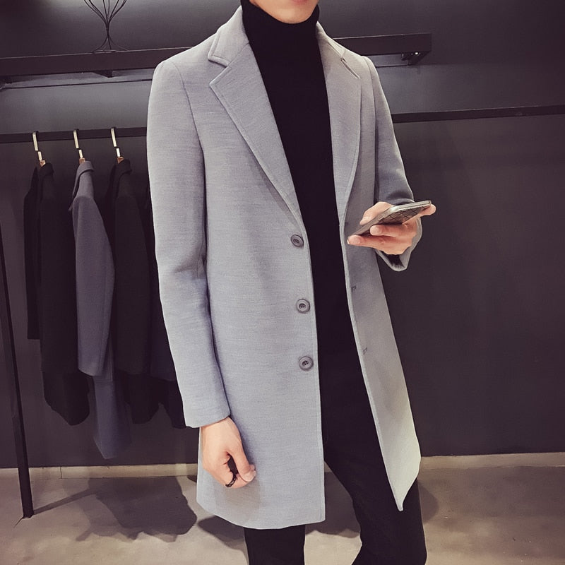 Mens Leisure Overcoat Casual Business Trench Coat