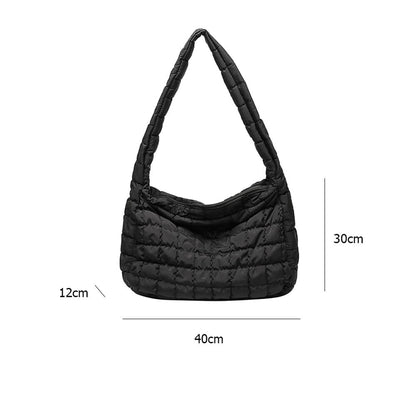 Lattice Pattern Shoulder Bag Space Cotton