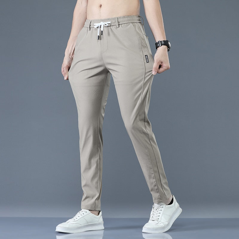 Thin Green Solid Color with Pocket Slim fit Pants