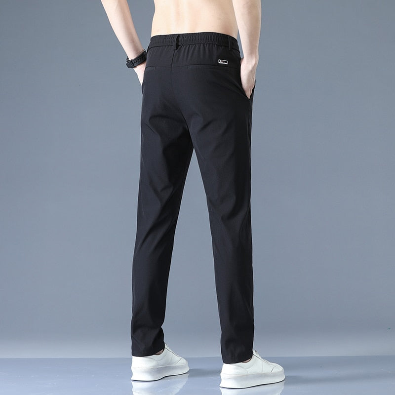 Thin Green Solid Color with Pocket Slim fit Pants