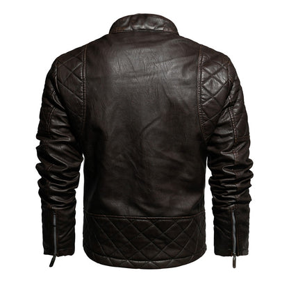 Mens Motorcycle Jacket Autumn Winter Men New Faux Pu Leather