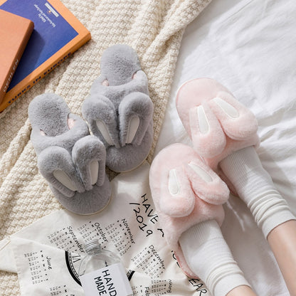 New Design Women Winter Furry Slippers Rabbit Ears
