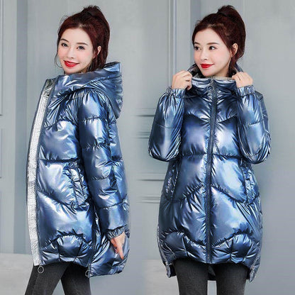 Glossy Down Cotton Hooded Coat