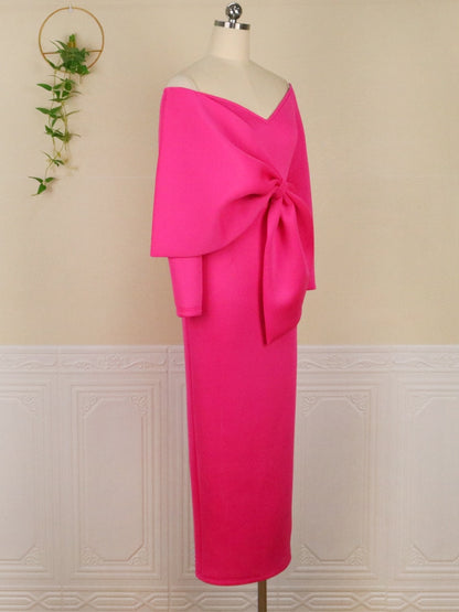 Long Party Dresses Bare Shoulder Big Bow Large Size Slim Bodycon Dresses