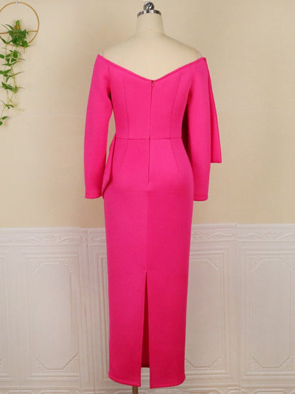 Long Party Dresses Bare Shoulder Big Bow Large Size Slim Bodycon Dresses