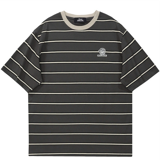 Hip Hop Streetwear Vintage Retro Striped T Shirt