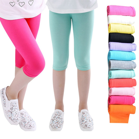 Girls Knee Length Kid Fifth Pants Candy Color