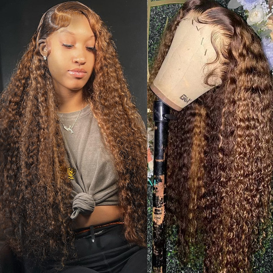 Highlight Ombre 13x4 Lace Front Wig – Curly Human Hair