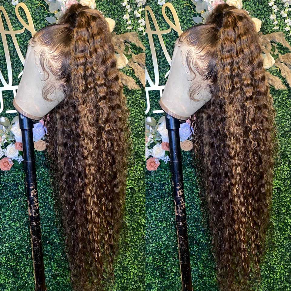 Highlight Ombre 13x4 Lace Front Wig – Curly Human Hair