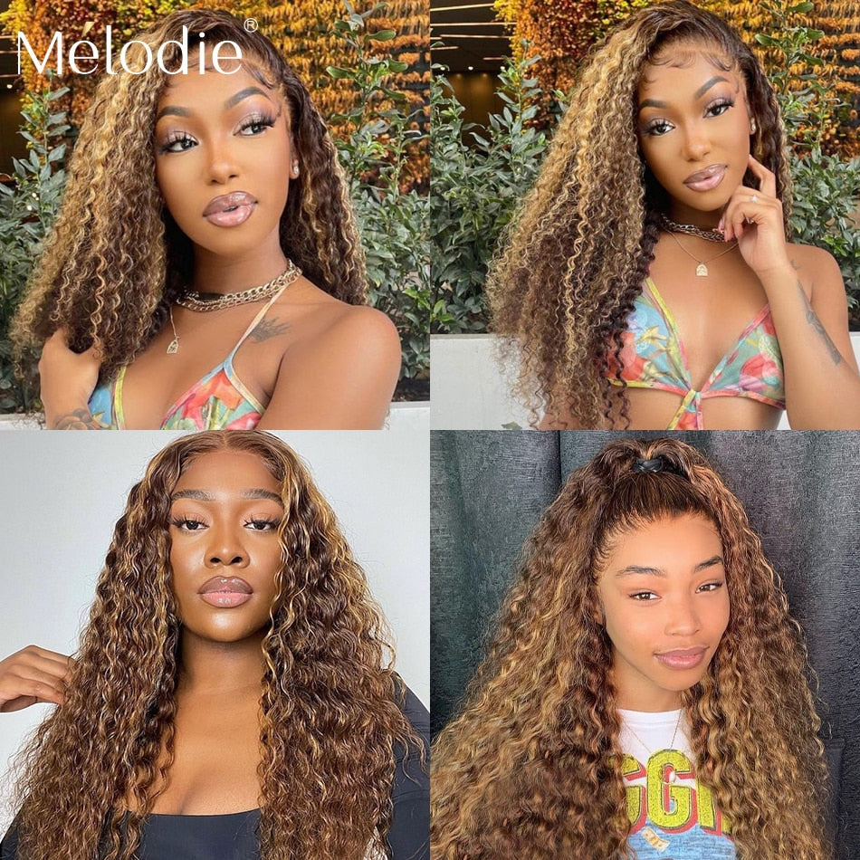 Highlight Ombre 13x4 Lace Front Wig – Curly Human Hair