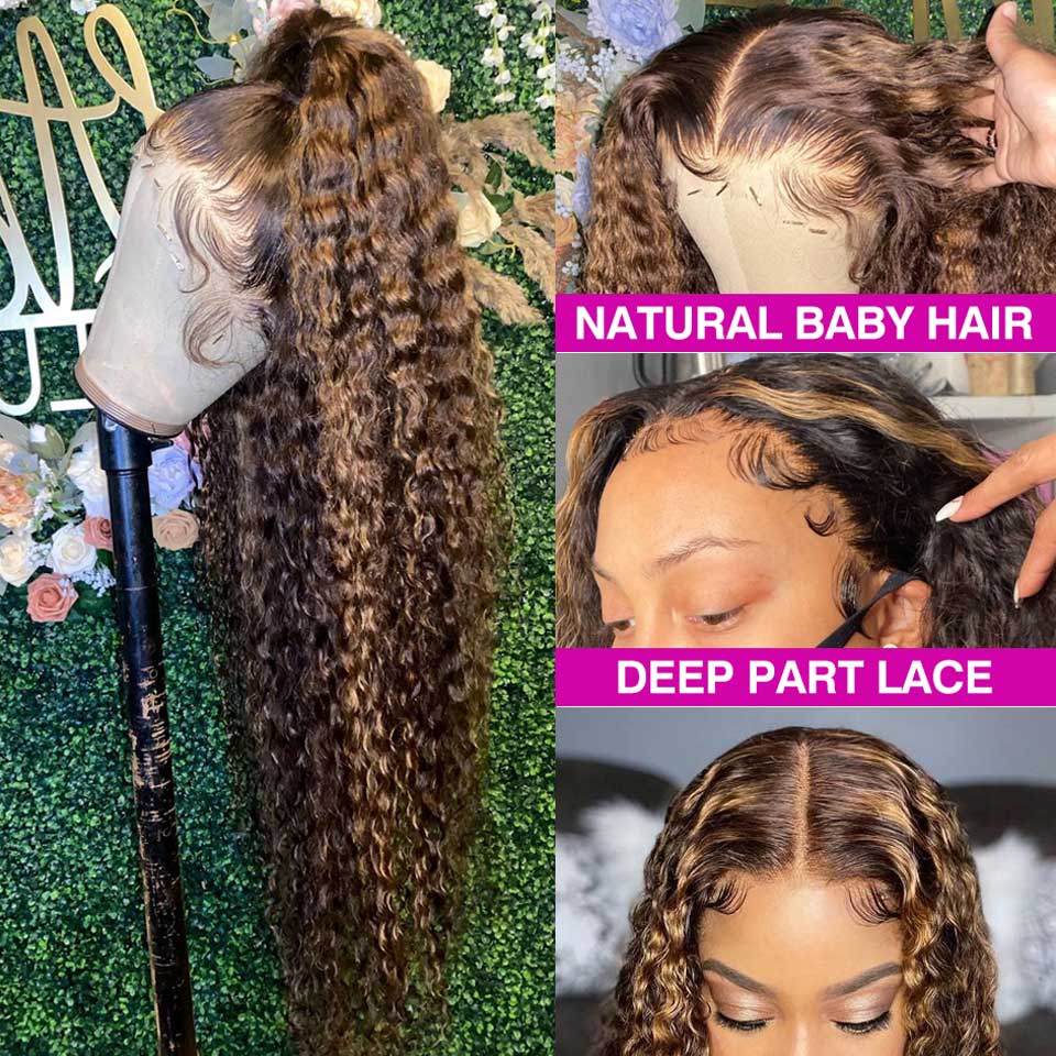 Highlight Ombre 13x4 Lace Front Wig – Curly Human Hair