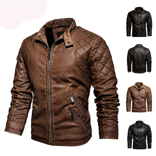 Mens Motorcycle Jacket Autumn Winter Men New Faux Pu Leather