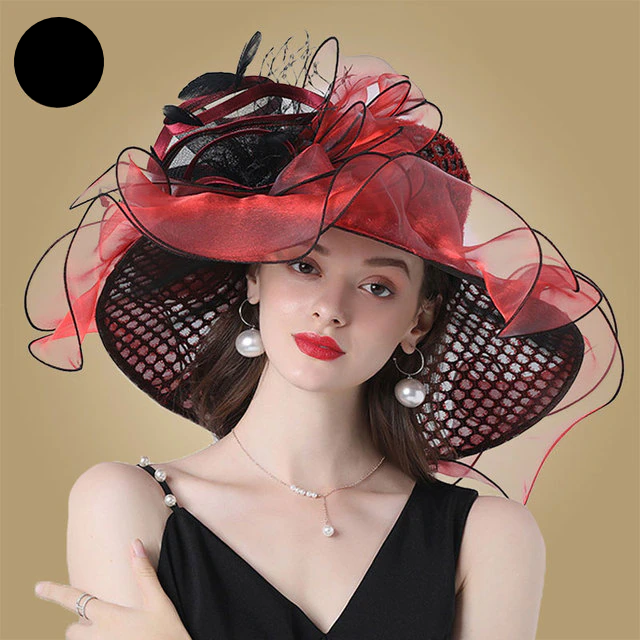 Red Hats Wedding Fascinators Elegant Big Wide Brim Fedora Kentucky Derby Hats Party