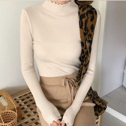 Elastic Slim Sweater Women Turtleneck