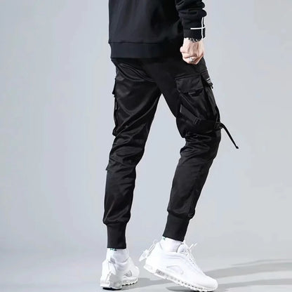 Ribbons Harem Joggers Men Cargo Pants Streetwear 2022 Hip Hop Casual Pockets Track Pants Male Harajuku Fashion Trousers