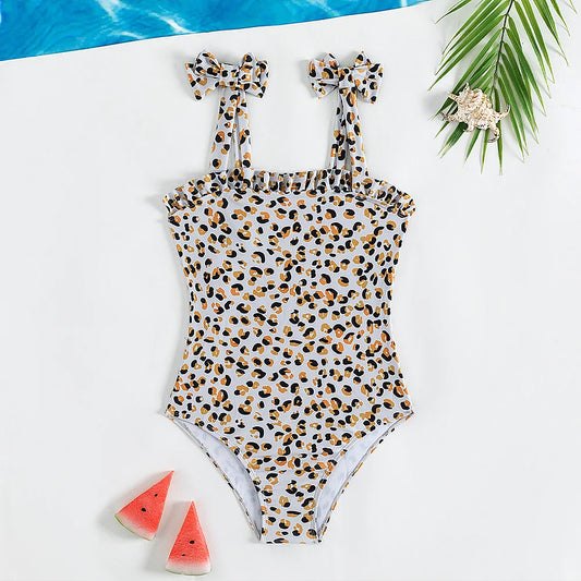 Fashion Print Leopard Teen Girls Swimsuit