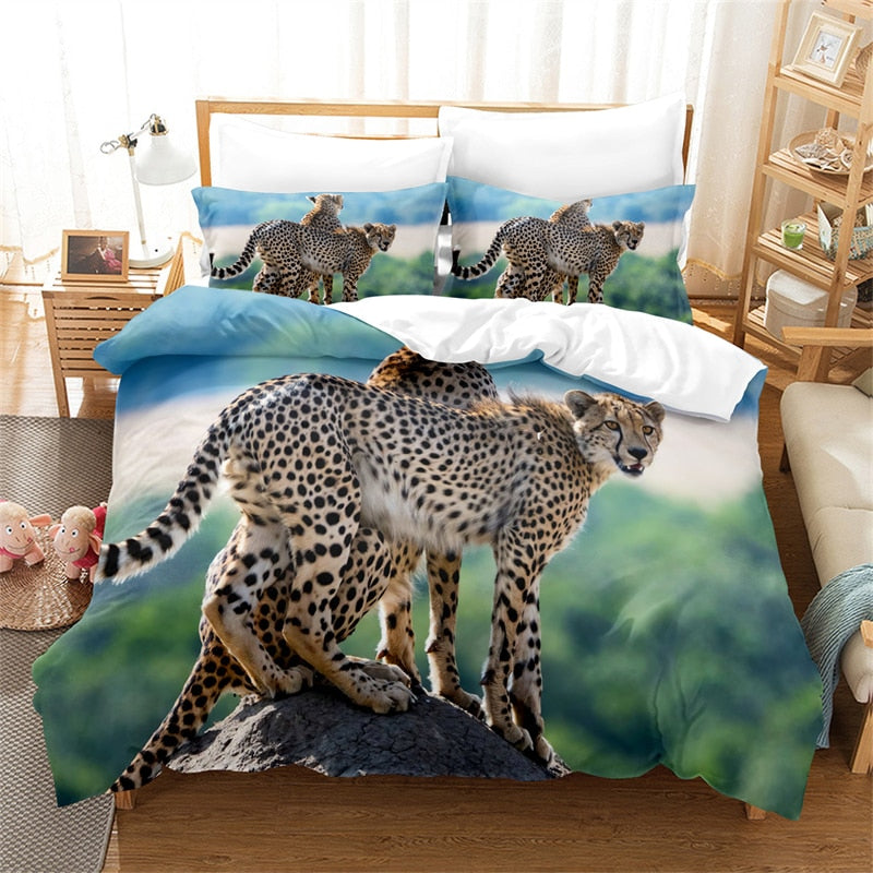 Lion, Tiger, Leopard Bedding Set Boy Duvet Cover Set 3d Bed Linen Fashion Print Comforter Cover - Duvet Cover Set