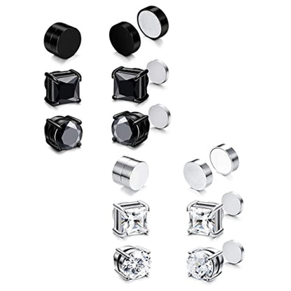 Magnetic Stud Earrings Men and Women Black Clip Earring Set