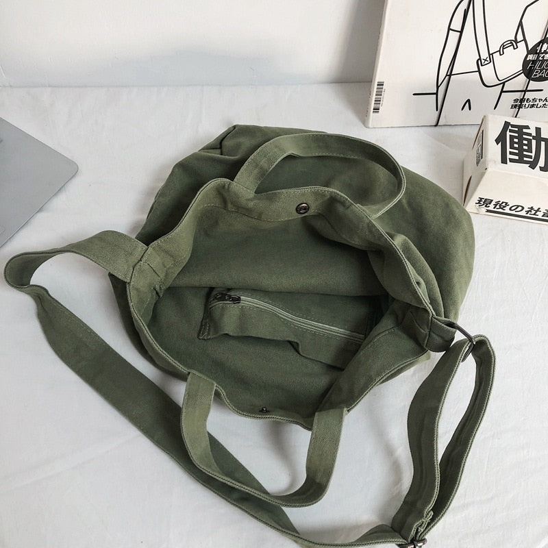 Female Big Capacity Canvas Fabric Crossbody