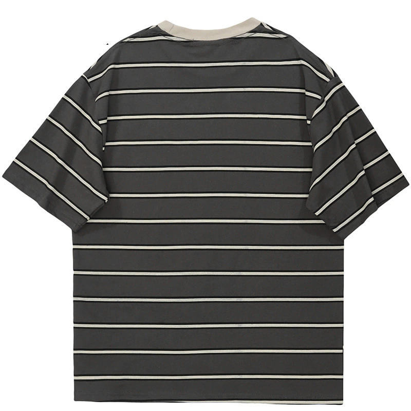 Hip Hop Streetwear Vintage Retro Striped T Shirt