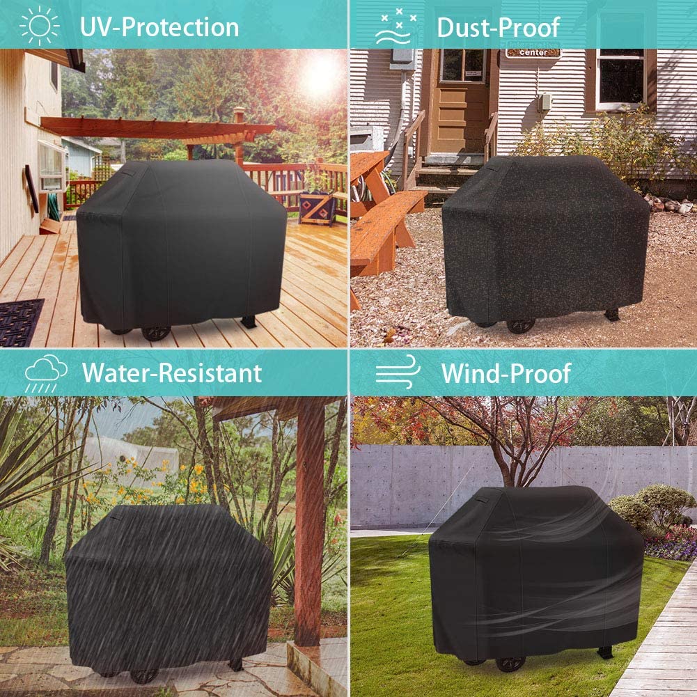 Waterproof BBQ Gas Grill Cover, Polyester Easy On/Off, Dustproof Fade Resistant for Weber Char-Broil Nexgrill and More Grills