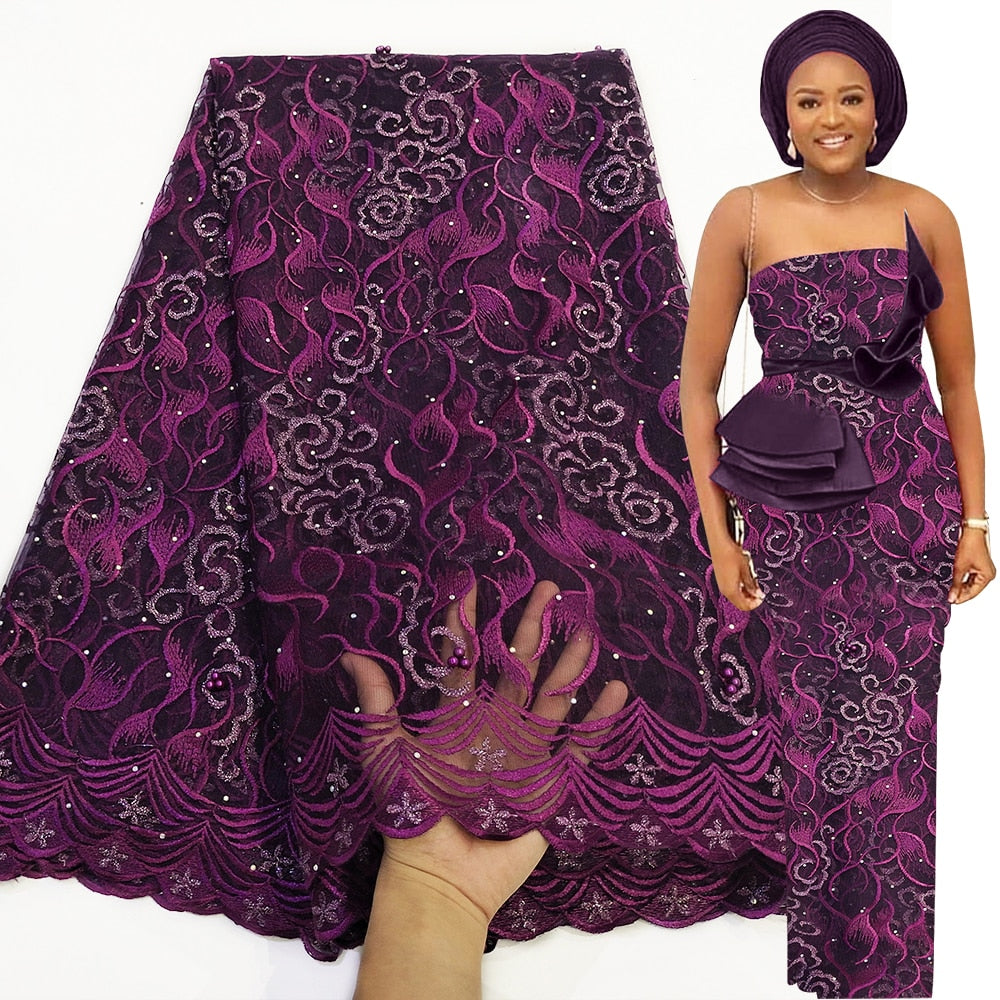 Soft Beaded African Ankara Lace - Azahshopping