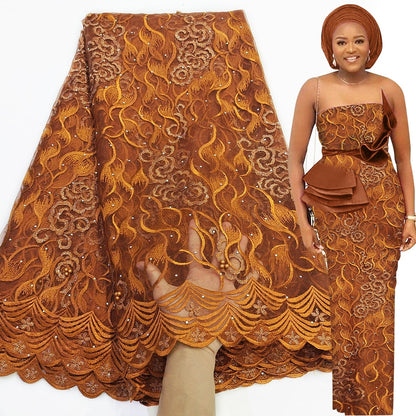 Soft Beaded African Ankara Lace - Azahshopping