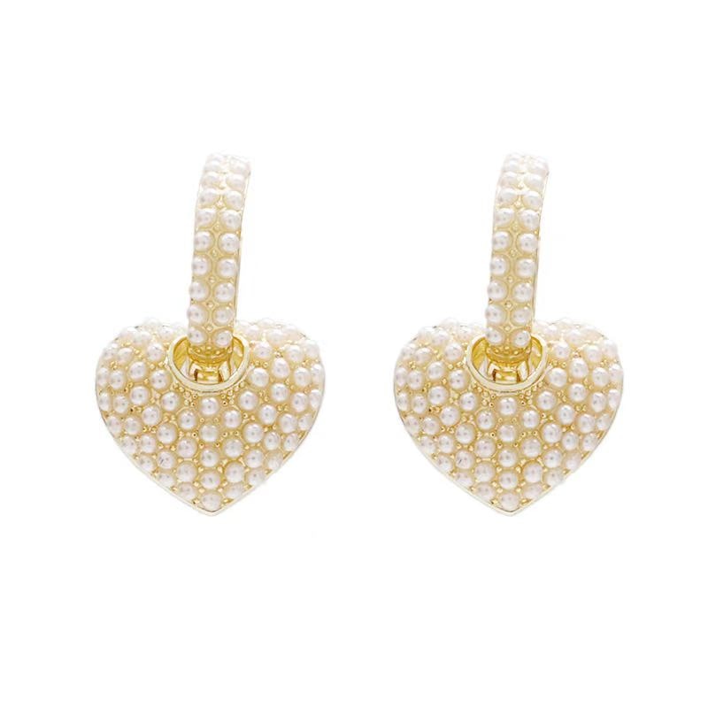 Popular In 2020 Celebrity Style Sweet Pearl Peach Heart Love Dangle Earrings For Woman Fashion Luxury Jewelry Unusual Earrings