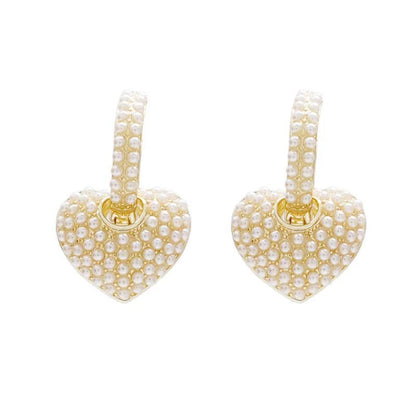 Popular In 2020 Celebrity Style Sweet Pearl Peach Heart Love Dangle Earrings For Woman Fashion Luxury Jewelry Unusual Earrings