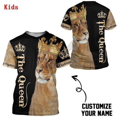 Lion Queen Customize Your Name 3D Printed hoodies child baby boy girl clothing