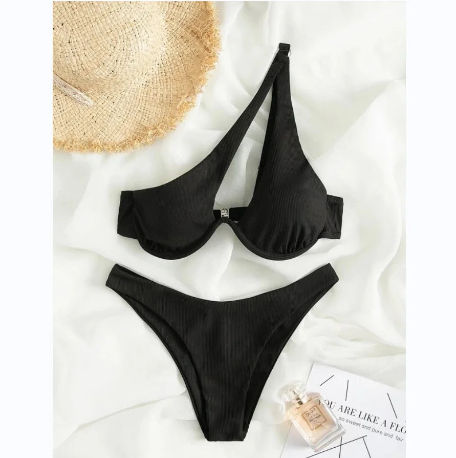 Luxury Two Pieces Solid Patchwork Underwire