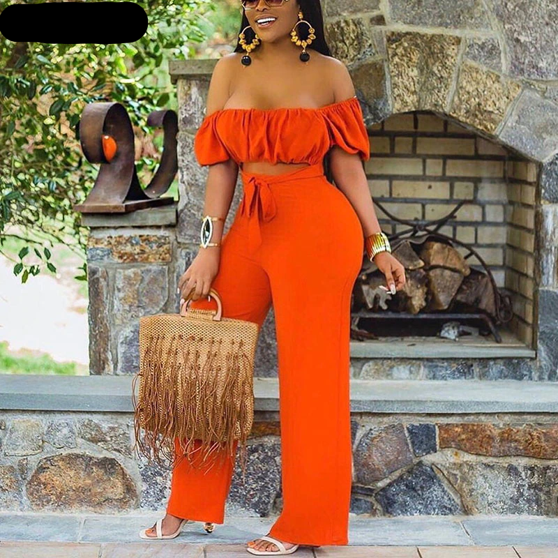 Off Shoulder Cut Out Jumpsuit Wide Leg