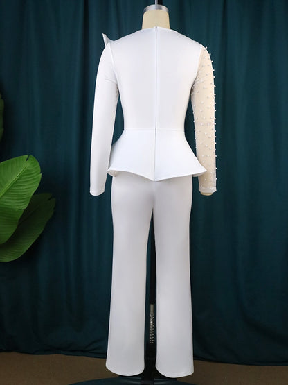 Jumpsuit Vintage Beaded Long Sleeve Patchwork - Azahshopping