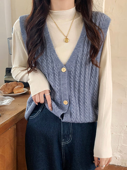 Knitted Sweater V-neck Vest