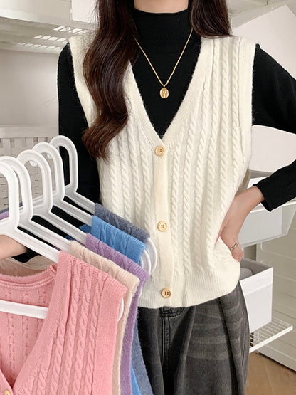 Knitted Sweater V-neck Vest