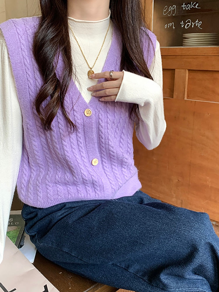 Knitted Sweater V-neck Vest