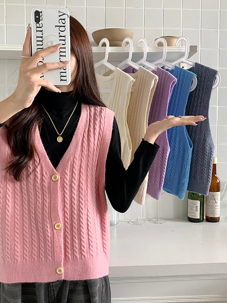 Knitted Sweater V-neck Vest