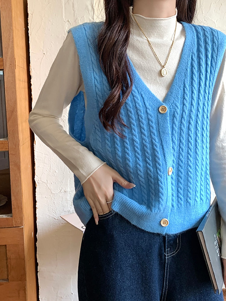 Knitted Sweater V-neck Vest
